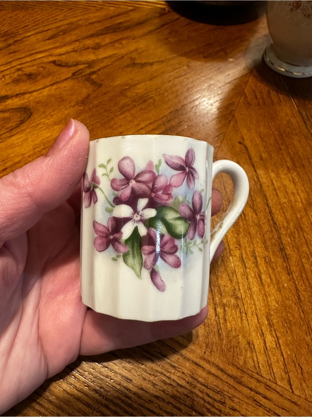 Porcelain Demitasse Cup with Pink Floral Design
